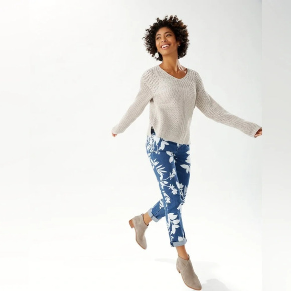 Tommy Bahama Jeans Size 0x29 Tema Indigo Bleach Sky Slim Boyfriend Coastal Boho - Picture 2 of 16